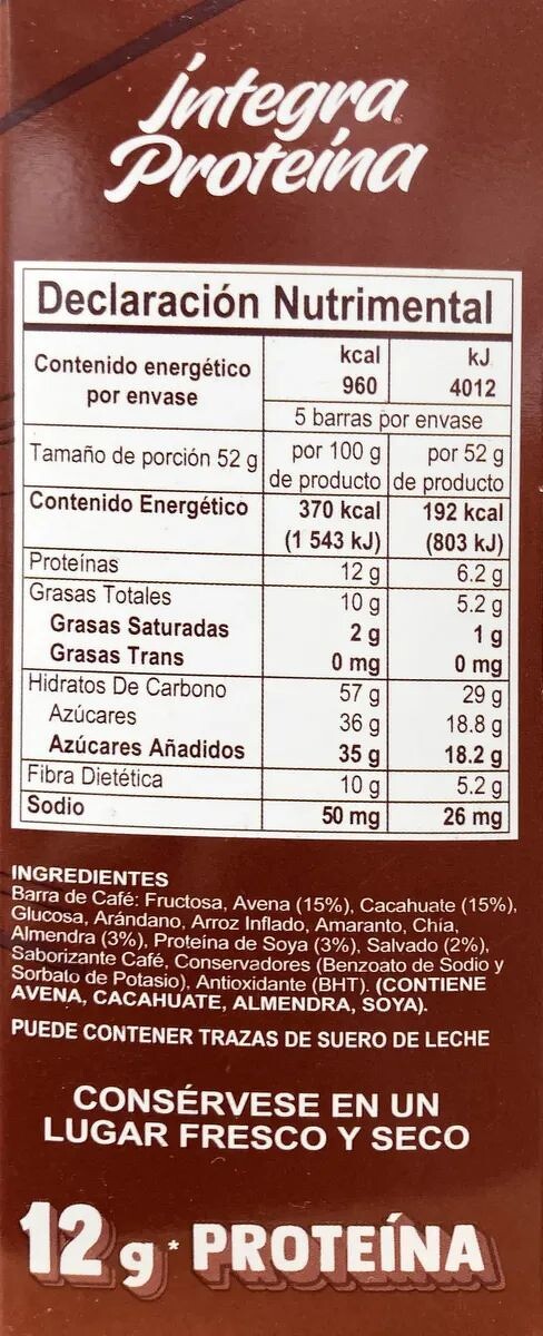 Barra Multigrano con Caf&eacute; Descafeinado y Chocolate