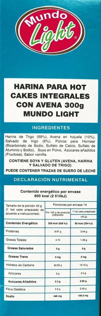 Harina Para Hot Cakes Integrales Con Avena